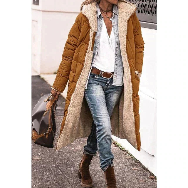 JO | Reversible long sherpa jacket