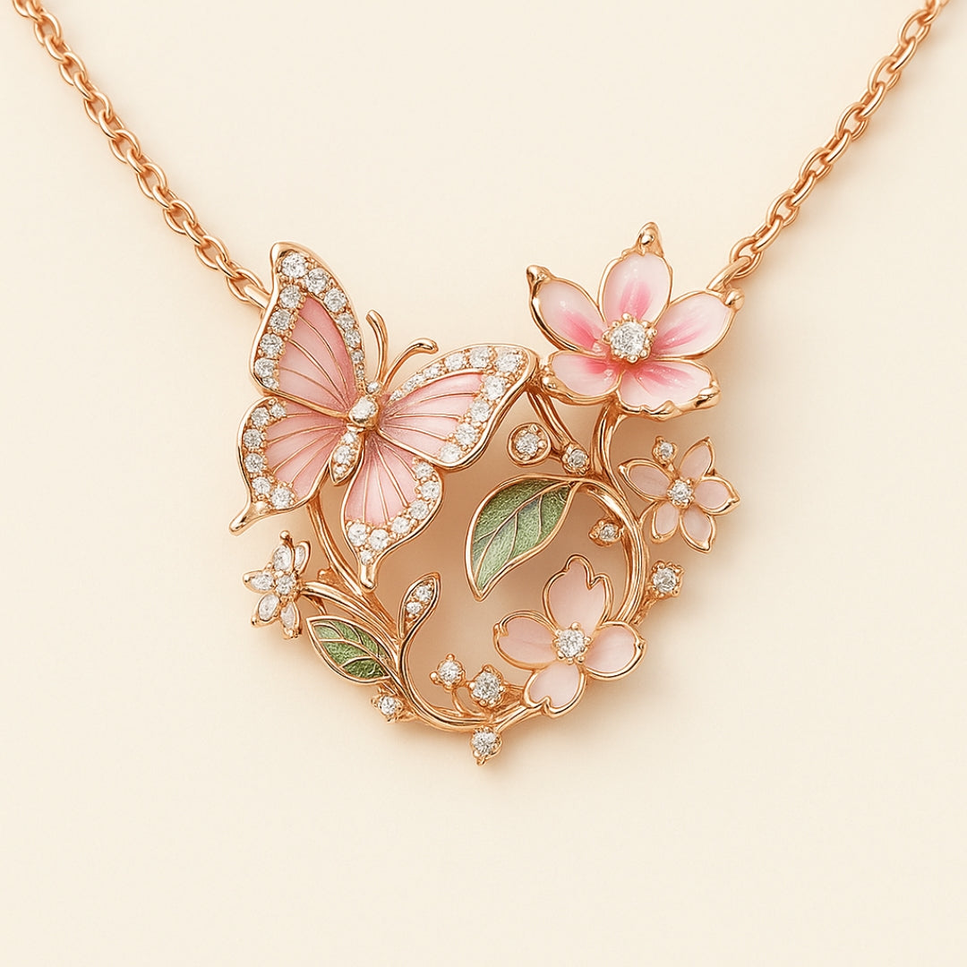 Nature Bright Butterfly Zirconia Necklace