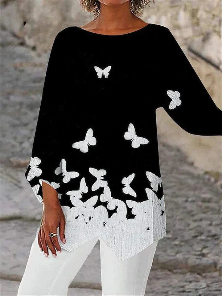 KS | Stylish geometric printed long-sleeved blouse