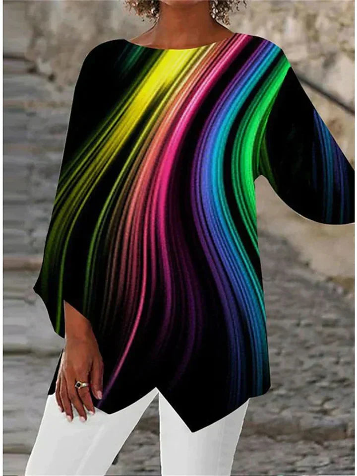 KS | Stylish geometric printed long-sleeved blouse