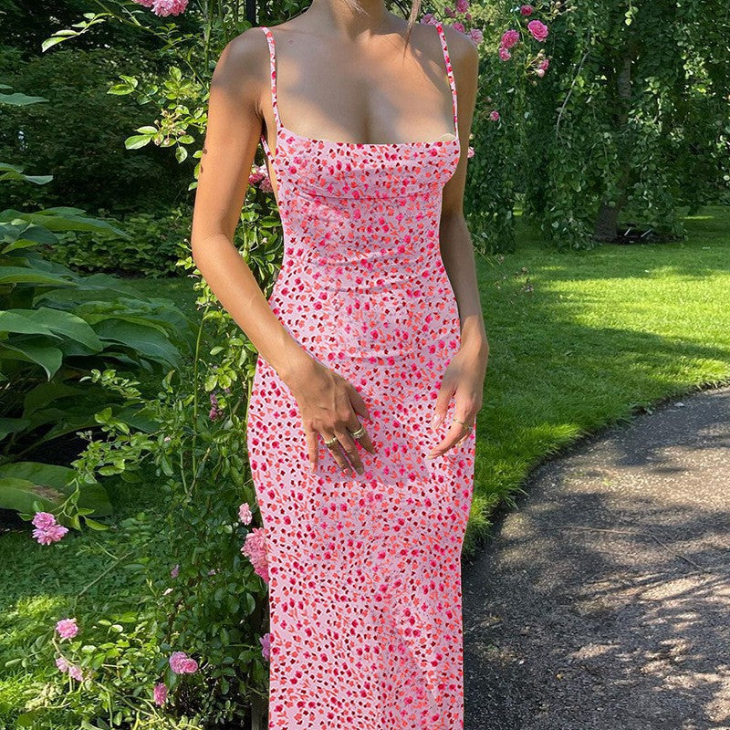 KS | Long cami dress with ethnic print