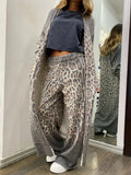 JO | Set consisting of leopard print vest, long sleeve pocket and trousers with elastic waistband