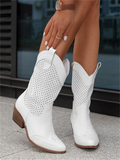 KS | Mid High Heel Branded Suede Low Cut Women's Boots Trendy