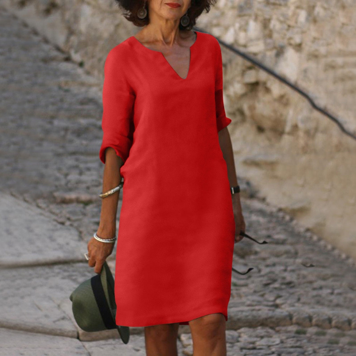 KS | Midi dress with V-neck
