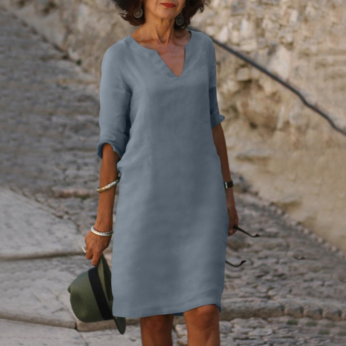 KS | Midi dress with V-neck