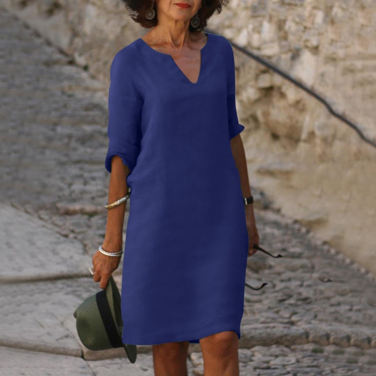 KS | Midi dress with V-neck