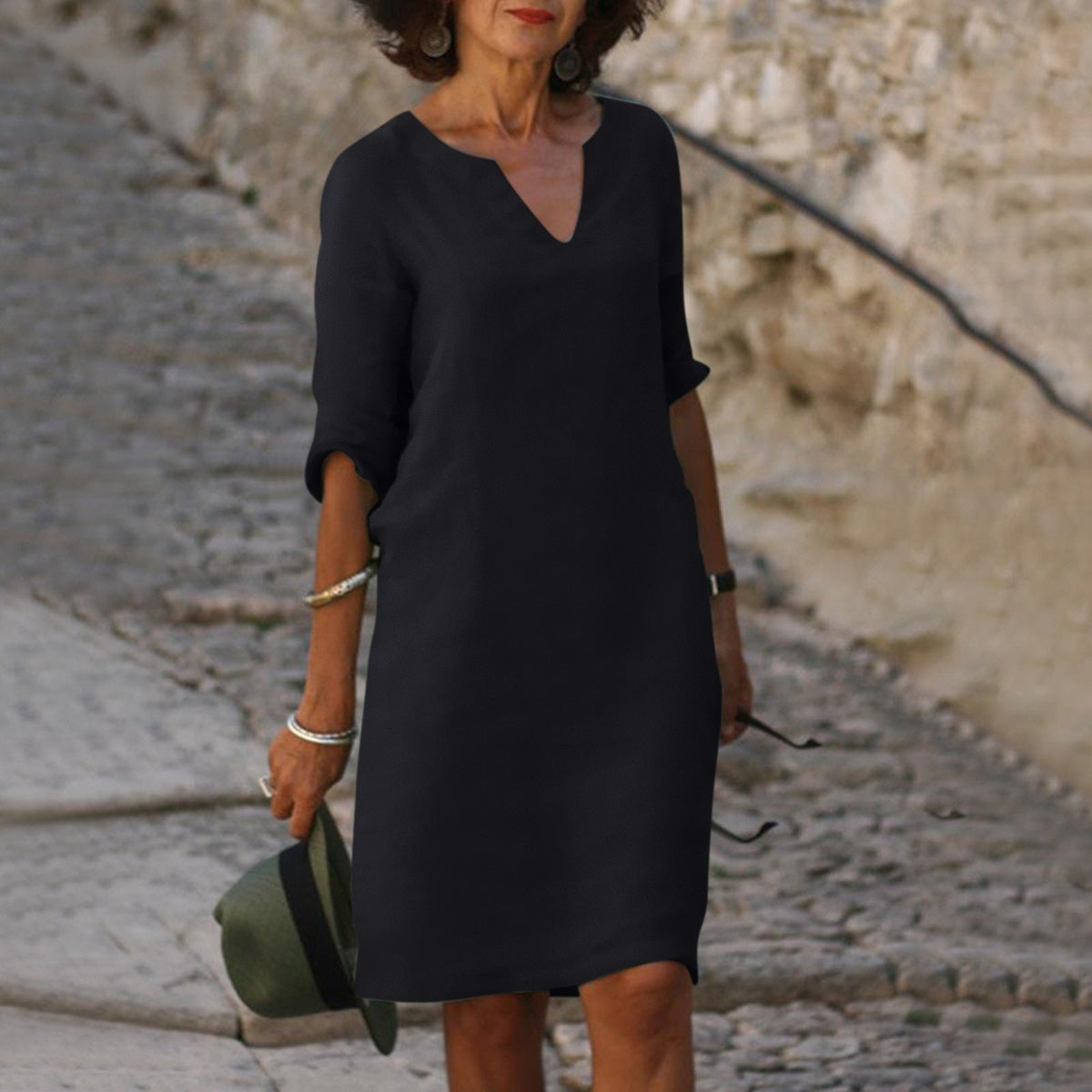KS | Midi dress with V-neck