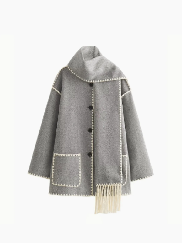 JO | warm coat with tassel scarf