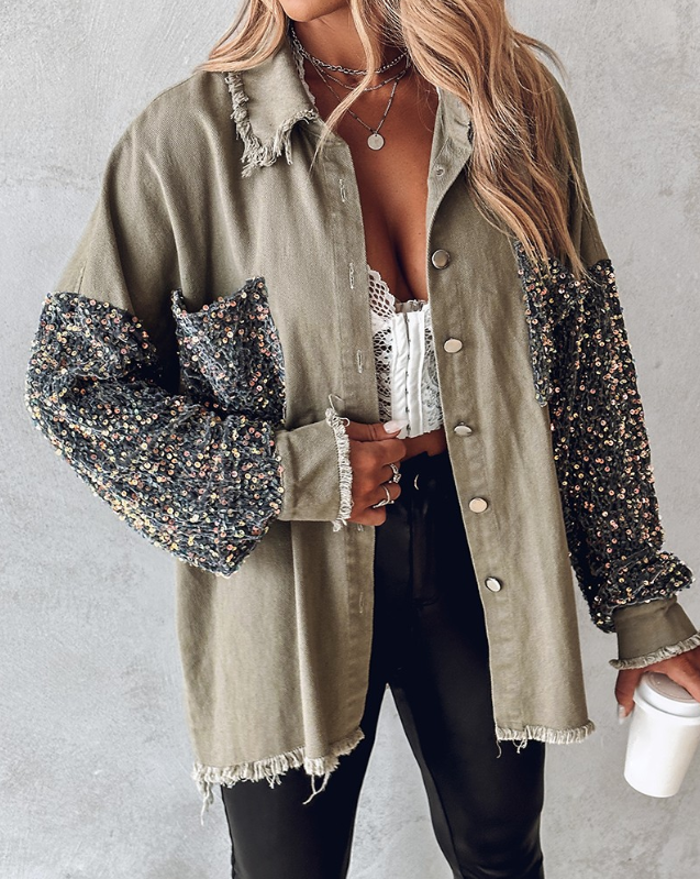 JO | contrasting coat with sequins for spring
