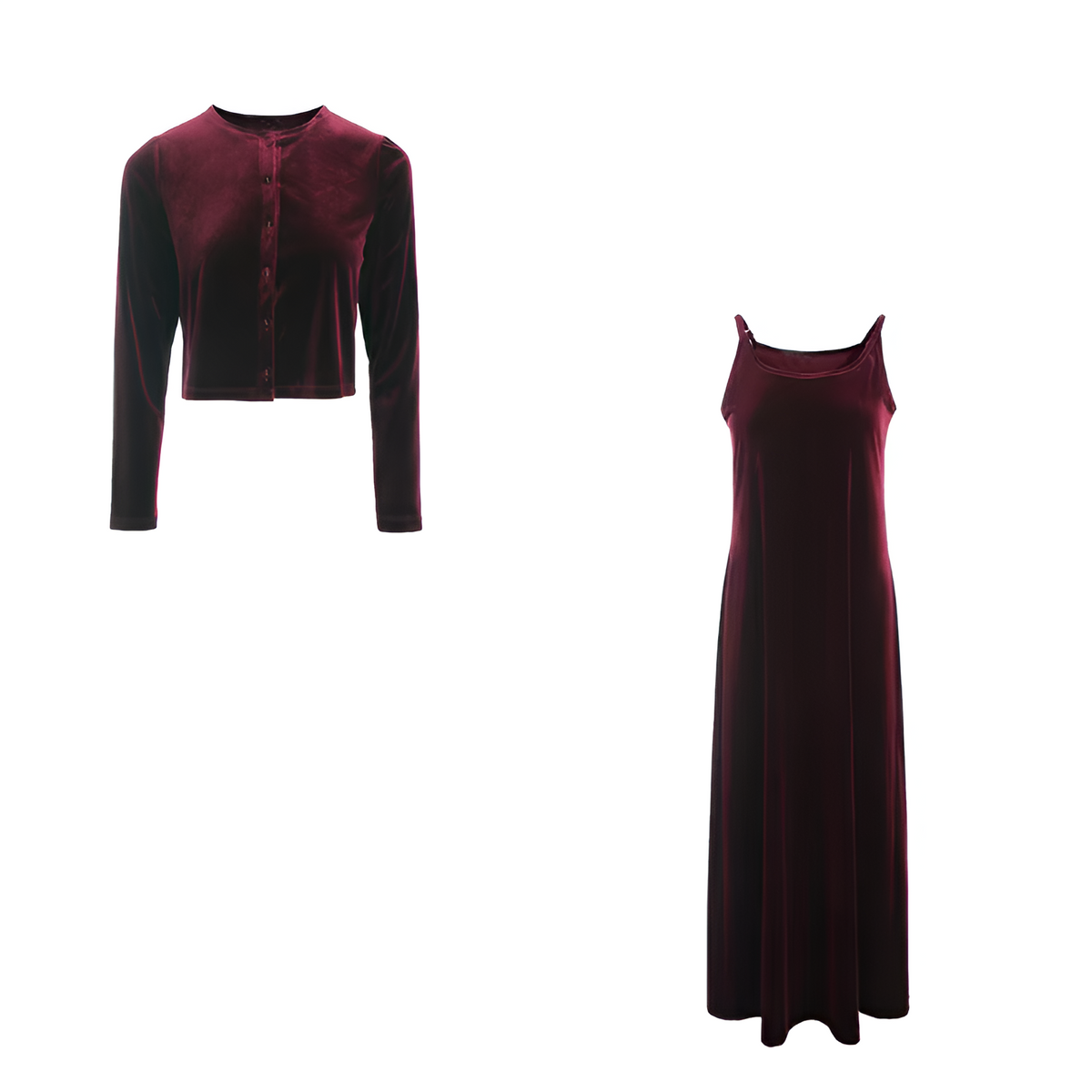 JO | Elegant velvet vest and belted dress set