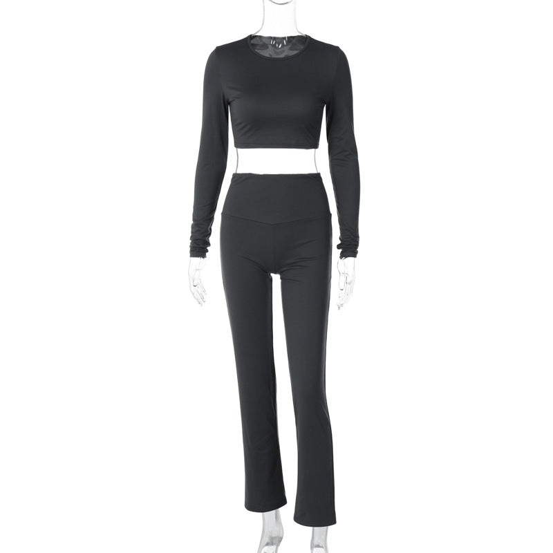 Autumn Winter Clothing Round Neck Long Sleeve Slim Pants Two Piece Set Set – Cozy Outfit