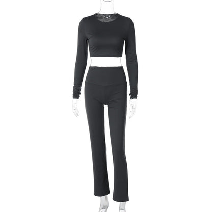 Autumn Winter Clothing Round Neck Long Sleeve Slim Pants Two Piece Set Set – Cozy Outfit