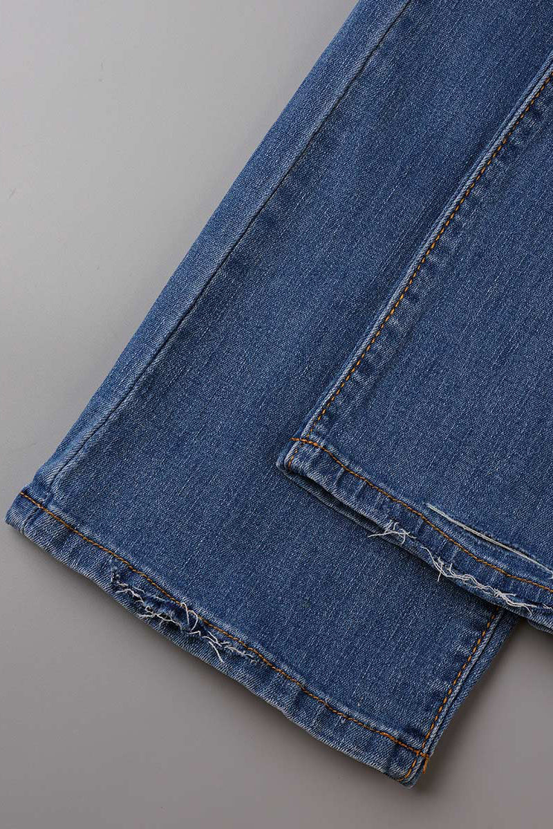 Street Patchwork Ripped Straight Denim Jeans(4 Colors)