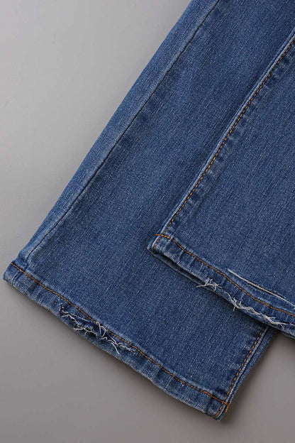 Street Patchwork Ripped Straight Denim Jeans(3 Colors)