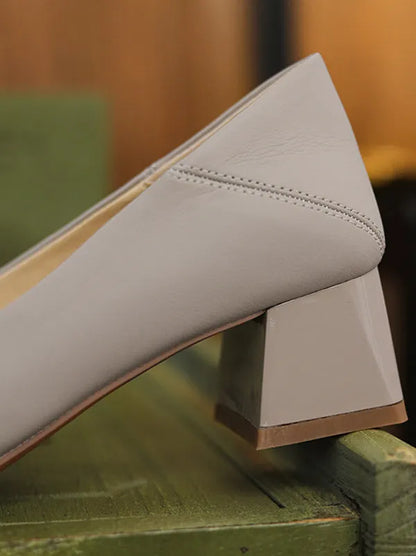 Square Buckle Chunky Square Mid Heel Shoes