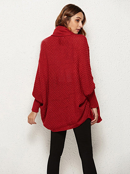 Batwing Sleeves Loose Color Cardigan Tops