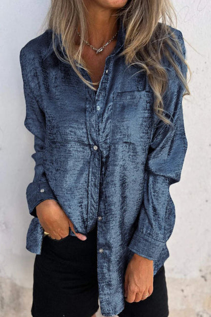 Sequined Turndown Collar Tops