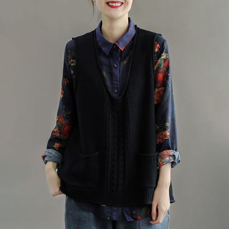 New Pocket Knitted Hollow Vest