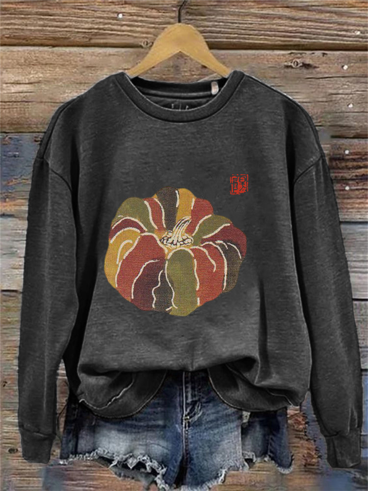 Pumpkin Japanese Art Cozy Sweatshirt artswardrobe