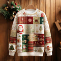 Comstylish Women's Christmas Patchwork Print Casual Hoodie