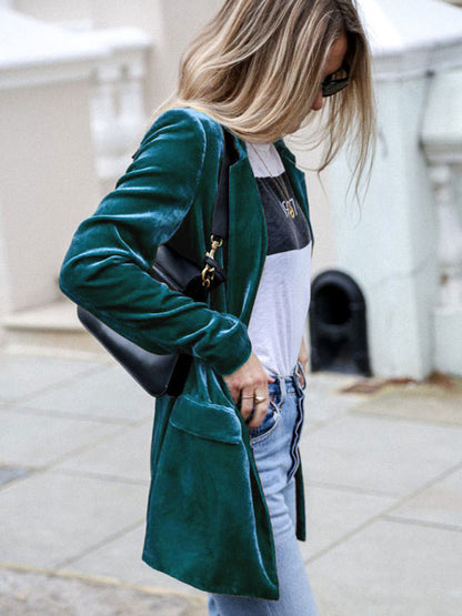 New Color Suit Cardigan Mid-length Jacket