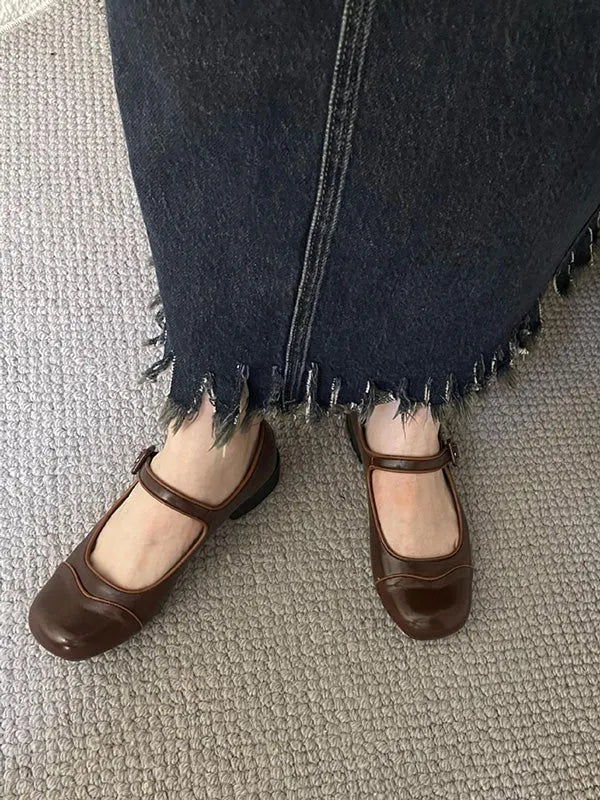 Round Cut Round-toe Split-joint Mary Janes