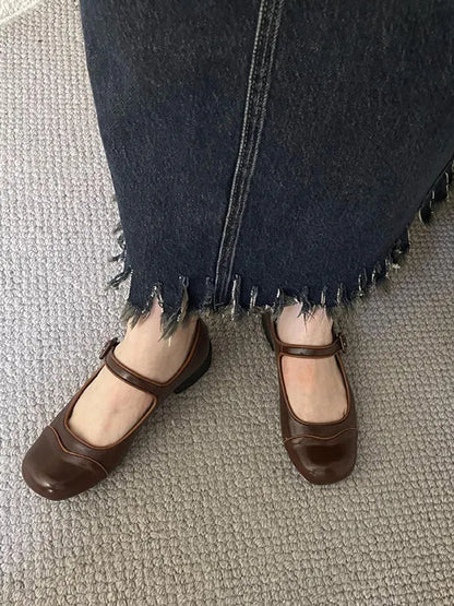 Round Cut Round-toe Split-joint Mary Janes