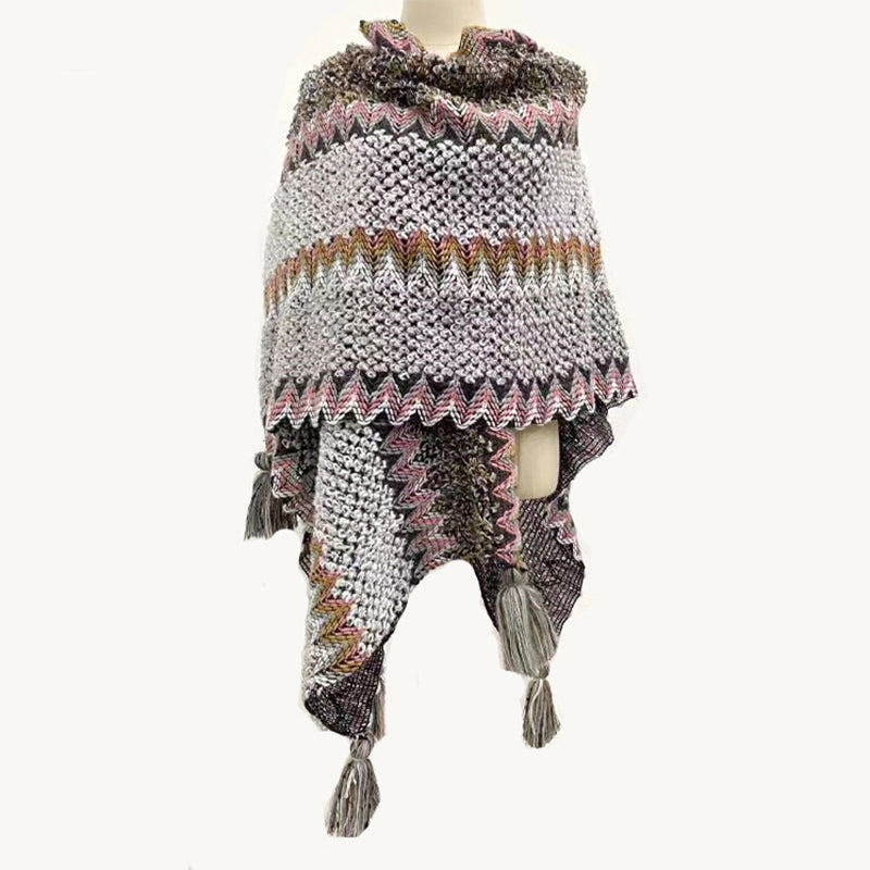 Vintage Ethnic Gradient Striped Shawl elevenforest