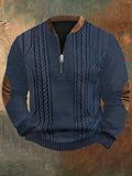 Men's Retro Christmas Print Zip Collar Sweatshirt artswardrobe