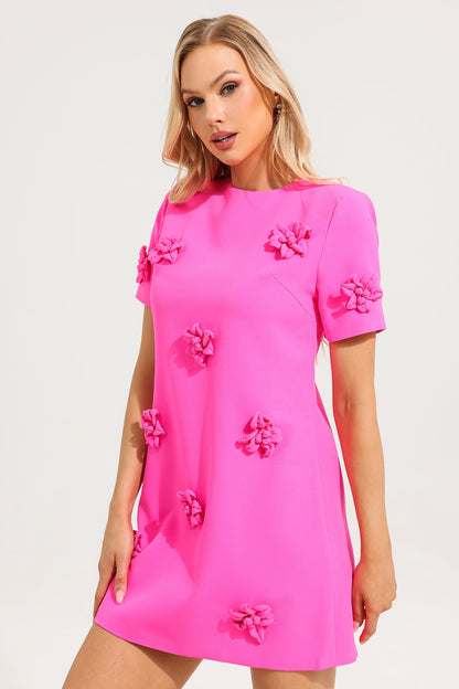 3d Short Sleeve Mini Dress