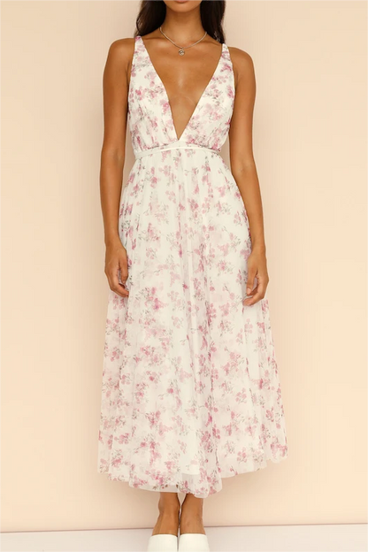 Early Spring Printed Backless V Neck Strap Dress – Print Open Back Sleeveless Mini Dress
