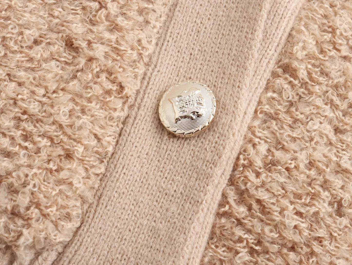 Fall Clothing Teddy Needle Fur Feeling V Neck Knitted Cardigan Coat