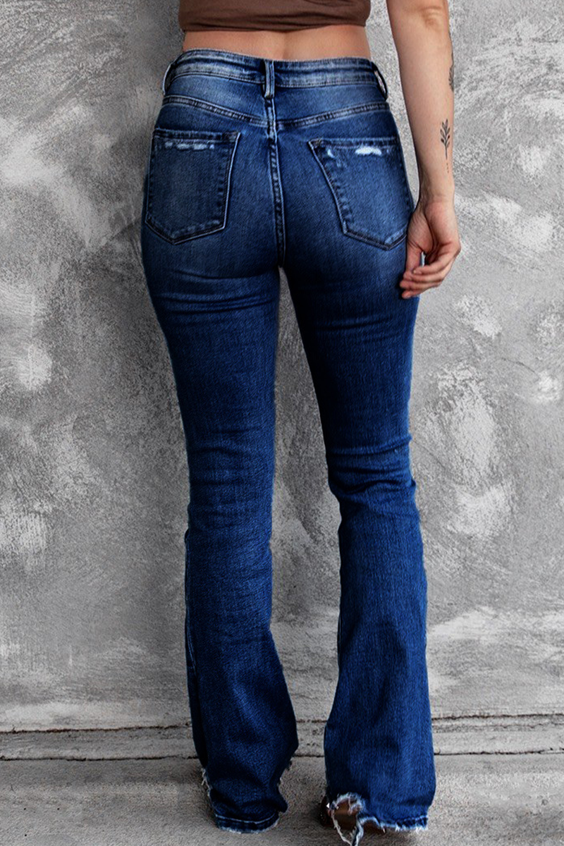 Ripped High Waist Regular Denim Jeans