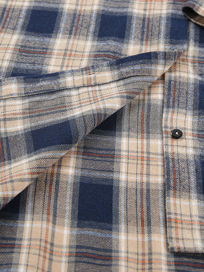 Long Sleeves Loose Plaid Split-joint Lapel Blouses
