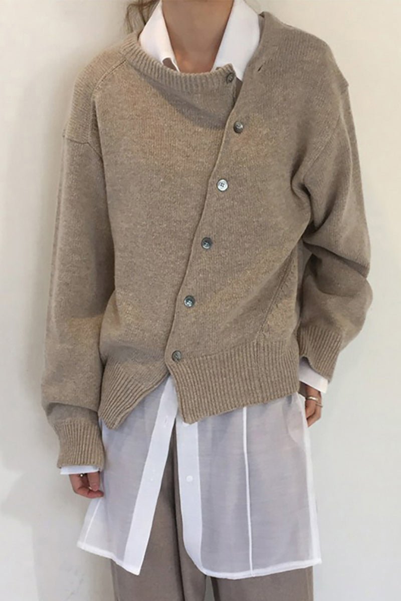Make Old Buttons O Neck Outerwear(5 Colors)