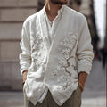 Men's Japanese Almond Blossom Comfy Knit Cardigan artswardrobe