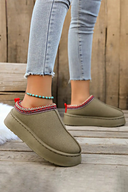 Sage Green Suede Snow Boots