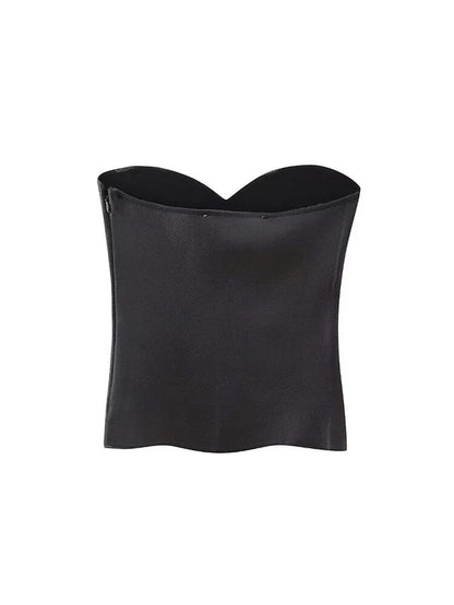 Summer White Zipper Tank Tops Sleeveless Backless Female Slim Corset Camis