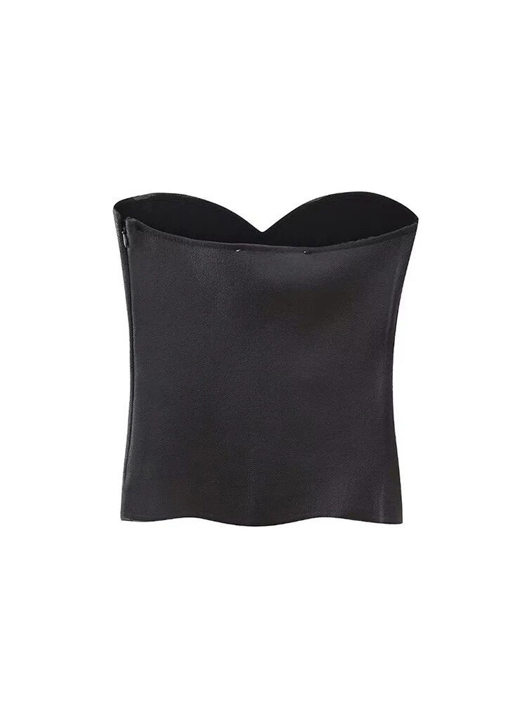 Summer White Zipper Tank Tops Sleeveless Backless Female Slim Corset Camis
