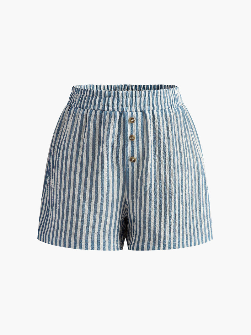 Pinstripe Button Shorts