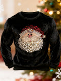 Comstylish Men's Christmas Santa Claus Jewel Art Cozy Plush Sweatshirt
