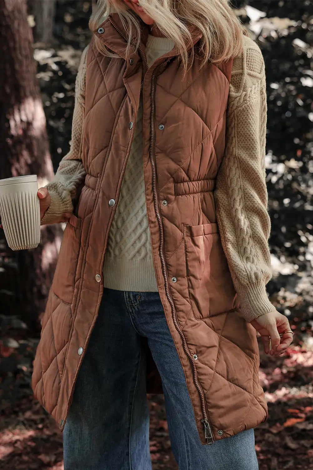 Quilted Coffee Puffer Vest