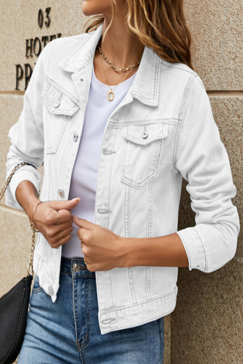 Street Patchwork Turndown Collar Outerwear