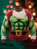 Comstylish Men's Muscular Christmas Monster Cozy Plush Sweatshirt