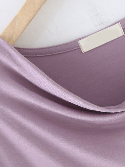 Short Sleeves Pleated Color Heaps Collar T-shirts Tops