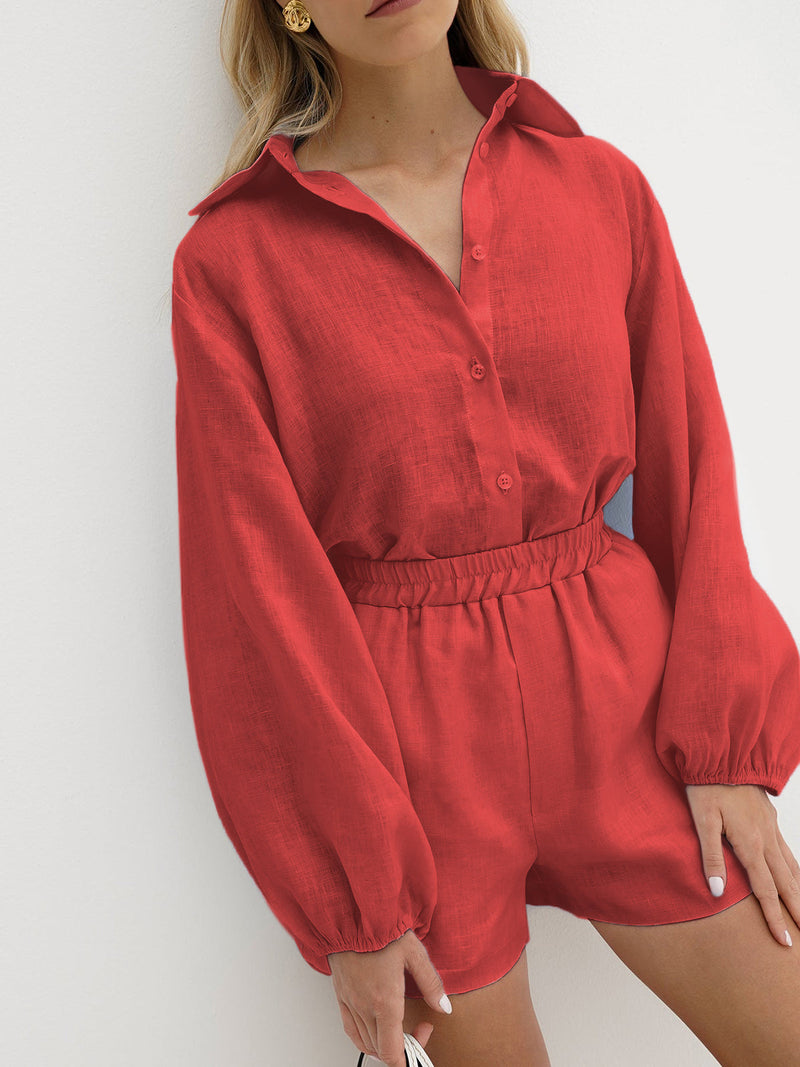 Cotton & Linen Shorts Set