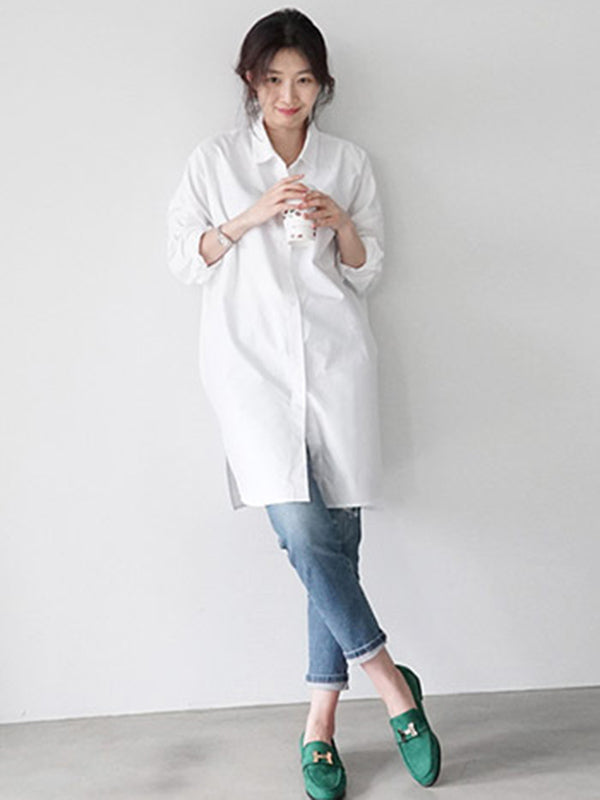 Urban Loose Color Striped Lapel Blouse Top