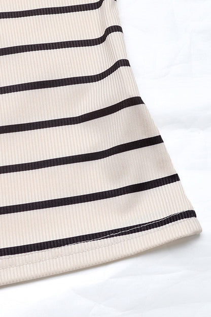 Stripe Patchwork Flower Shape Off Shoulder T-shirts