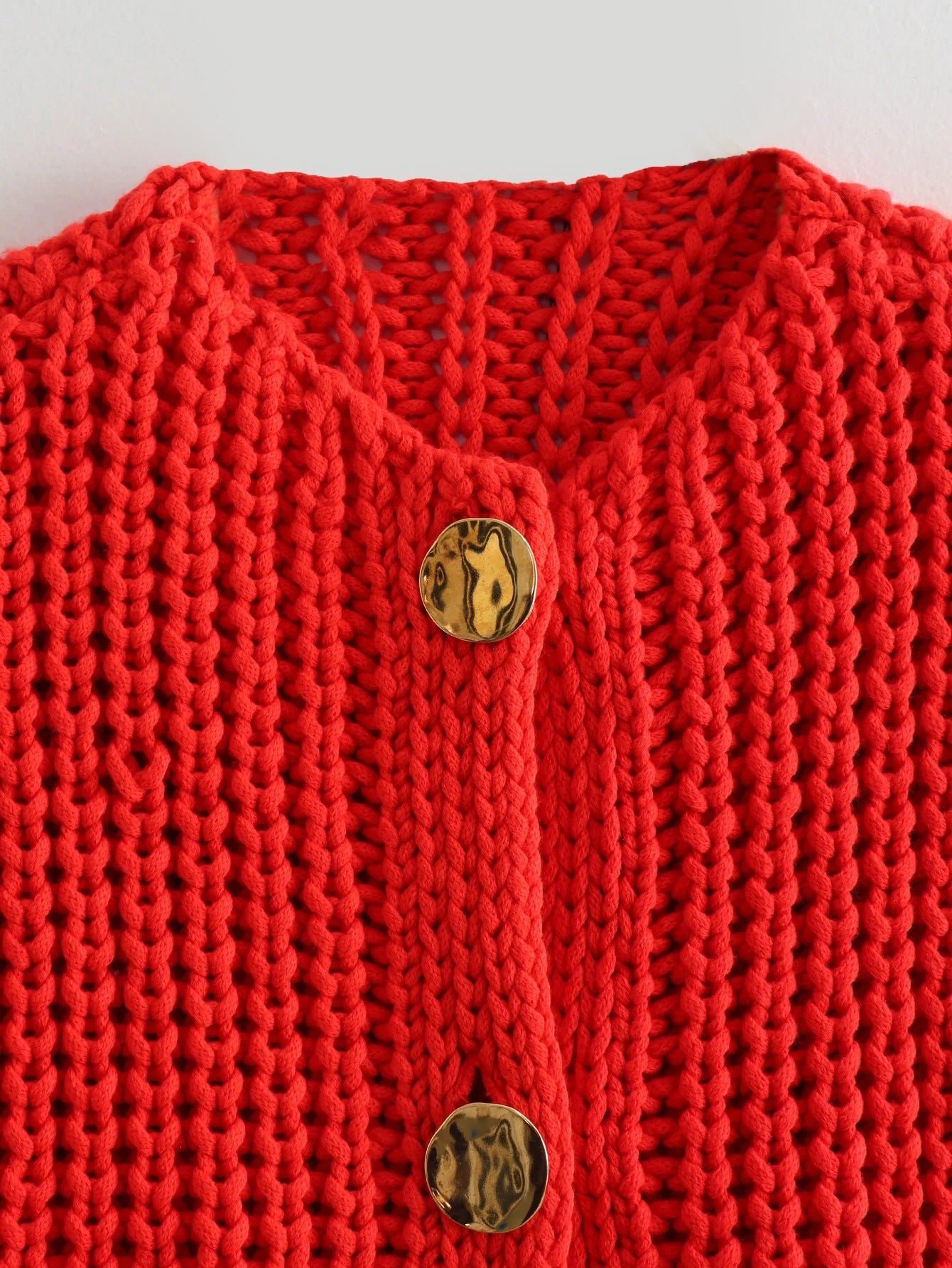 Large Buttons Color Knit Vest Cardigan