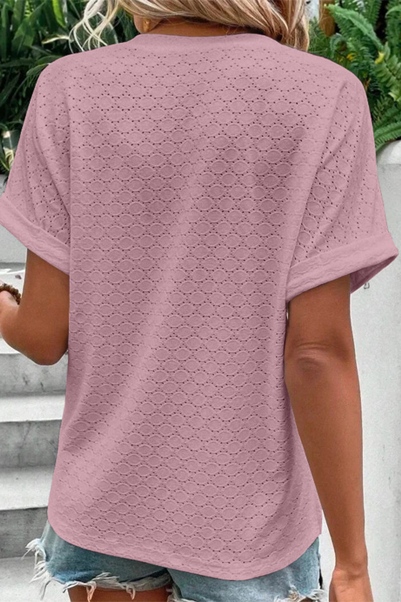 Buttons V Neck T-shirts(10 Colors)